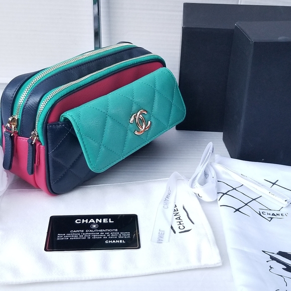 Limited Edition CHANEL Goatskin Quilted Tri-Color In & Out Waist Sling Bag - Picture 11 of 16